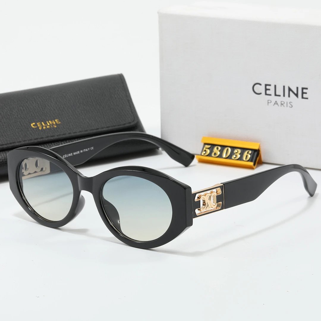 Celine Black Tinted Lens Square Sunglasses, Polished Frame Style 21