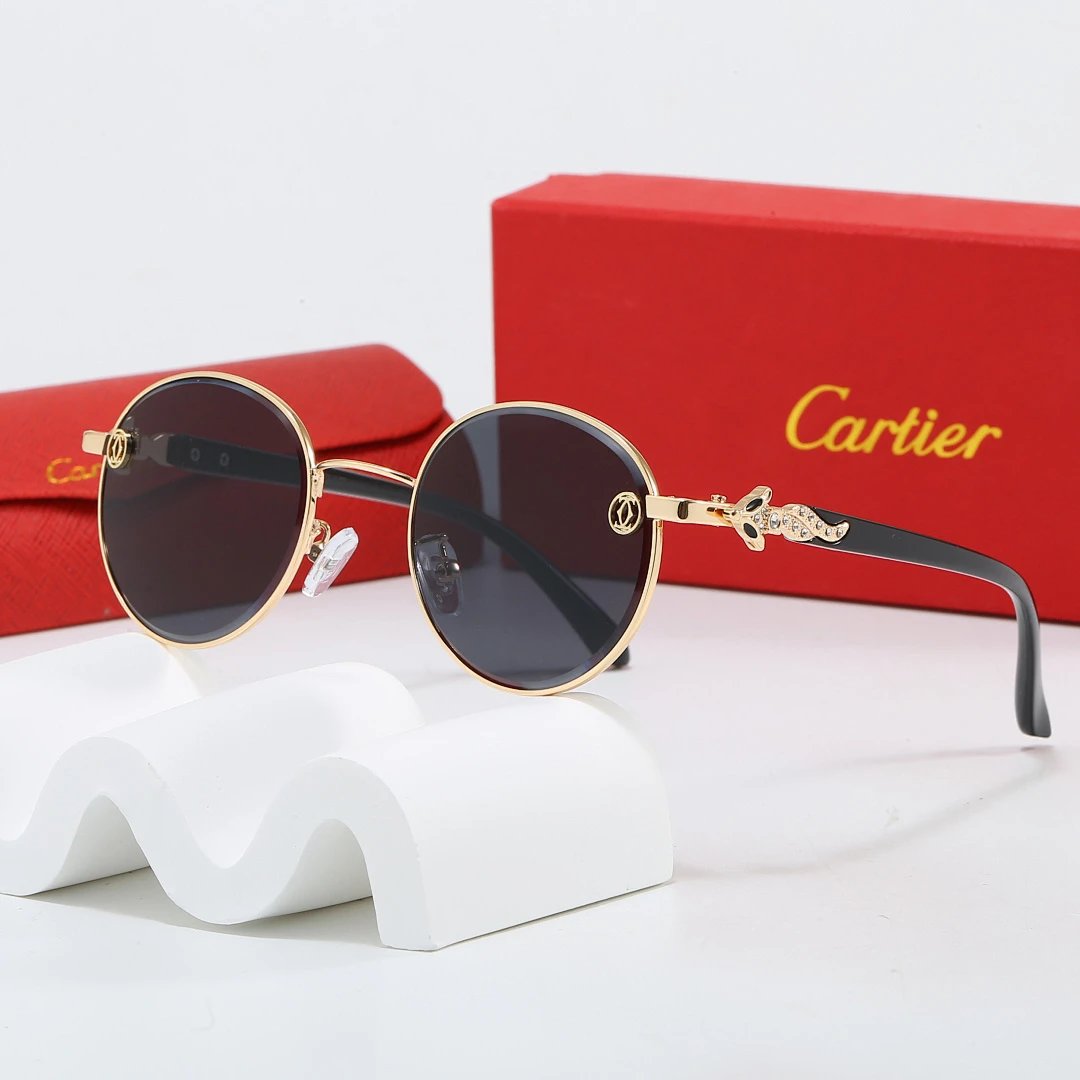 Cartier Red Tinted Lens Geometric Sunglasses, Polished Frame Style 08