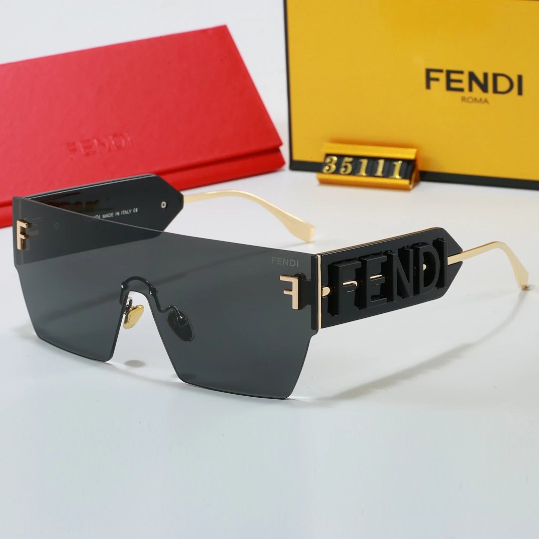 Fendi Brown Tinted Lens Square Sunglasses, Polished Frame Style 18