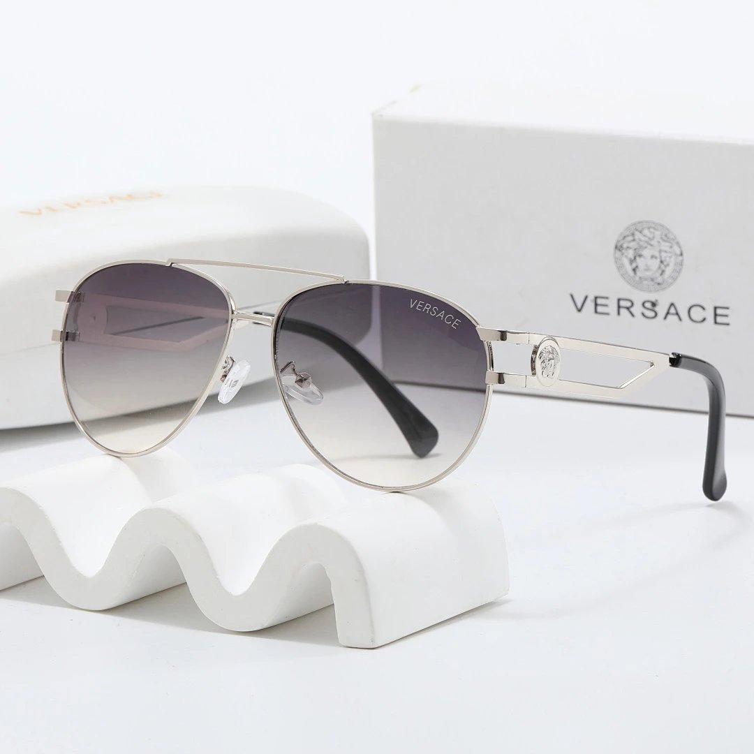 Versace Gray Tinted Lens Square Sunglasses, Polished Frame Style 29