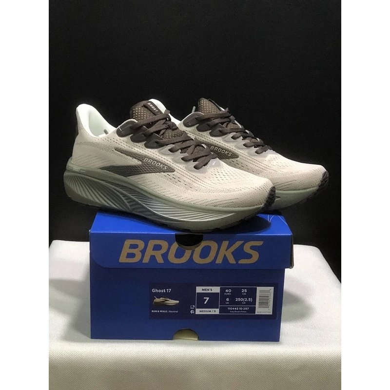 Brooks Ghost 17 Running Shoes Grey Green - Style 6