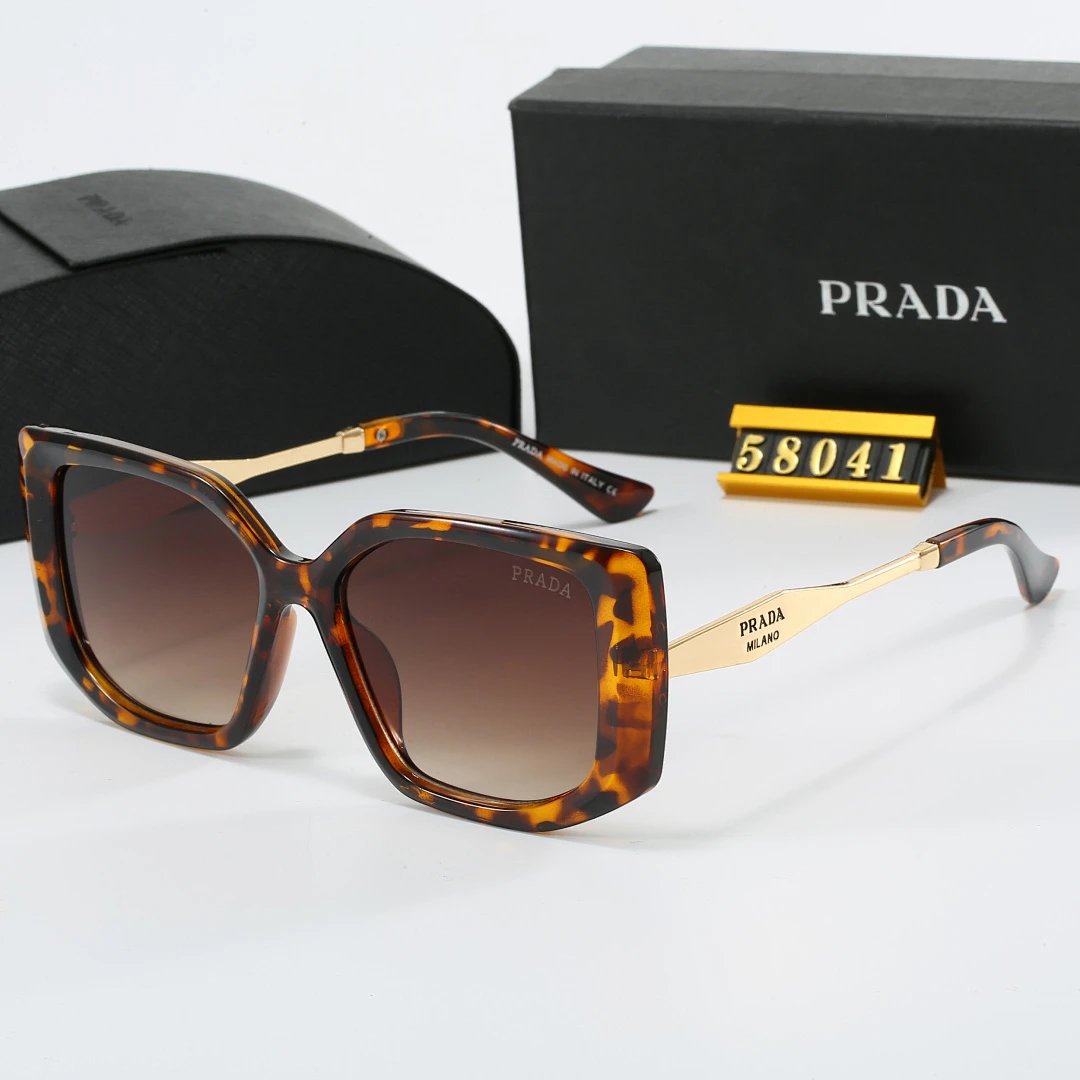 Prada Black Tinted Lens Square Sunglasses, Polished Frame Style 22