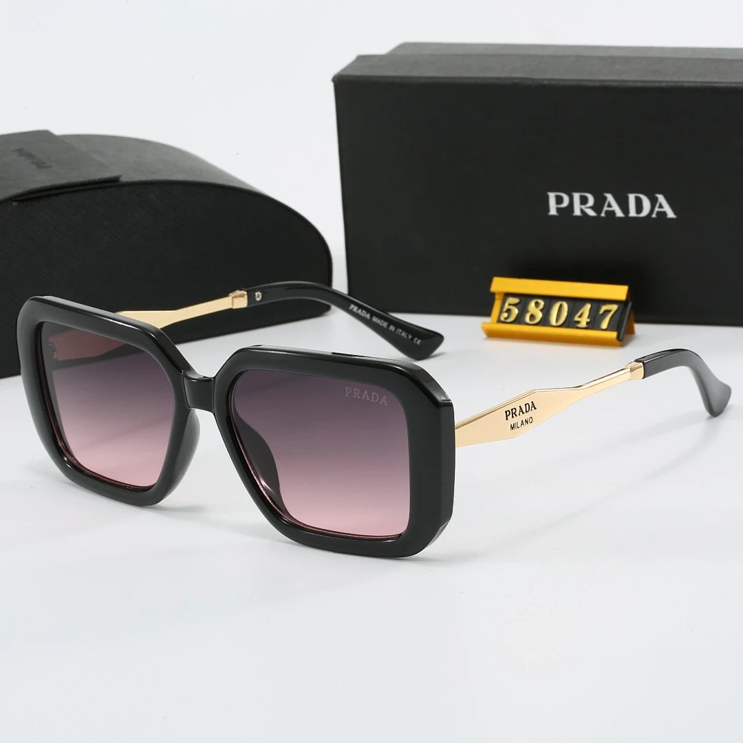 Prada Black Tinted Lens Square Sunglasses, Polished Frame Style 18