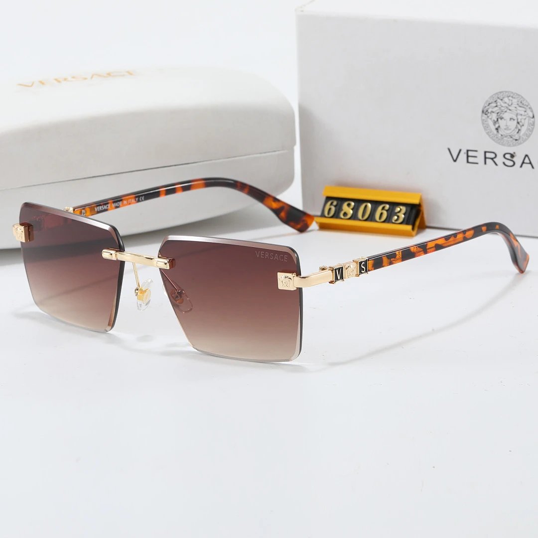 Versace Brown Tinted Lens Square Sunglasses, Polished Frame Style 08