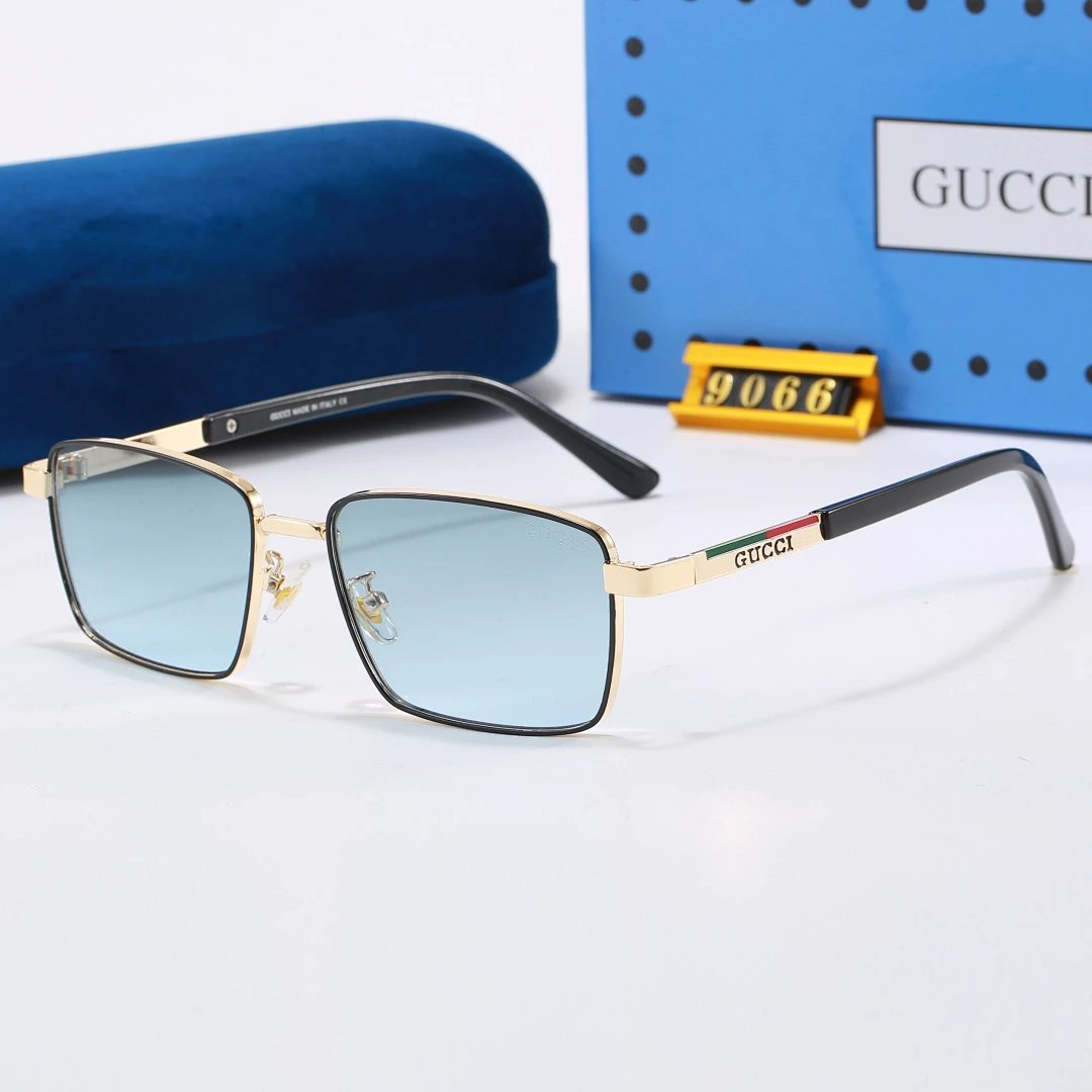 Gucci Blue Tinted Lens Square Sunglasses, Polished Frame Style 14