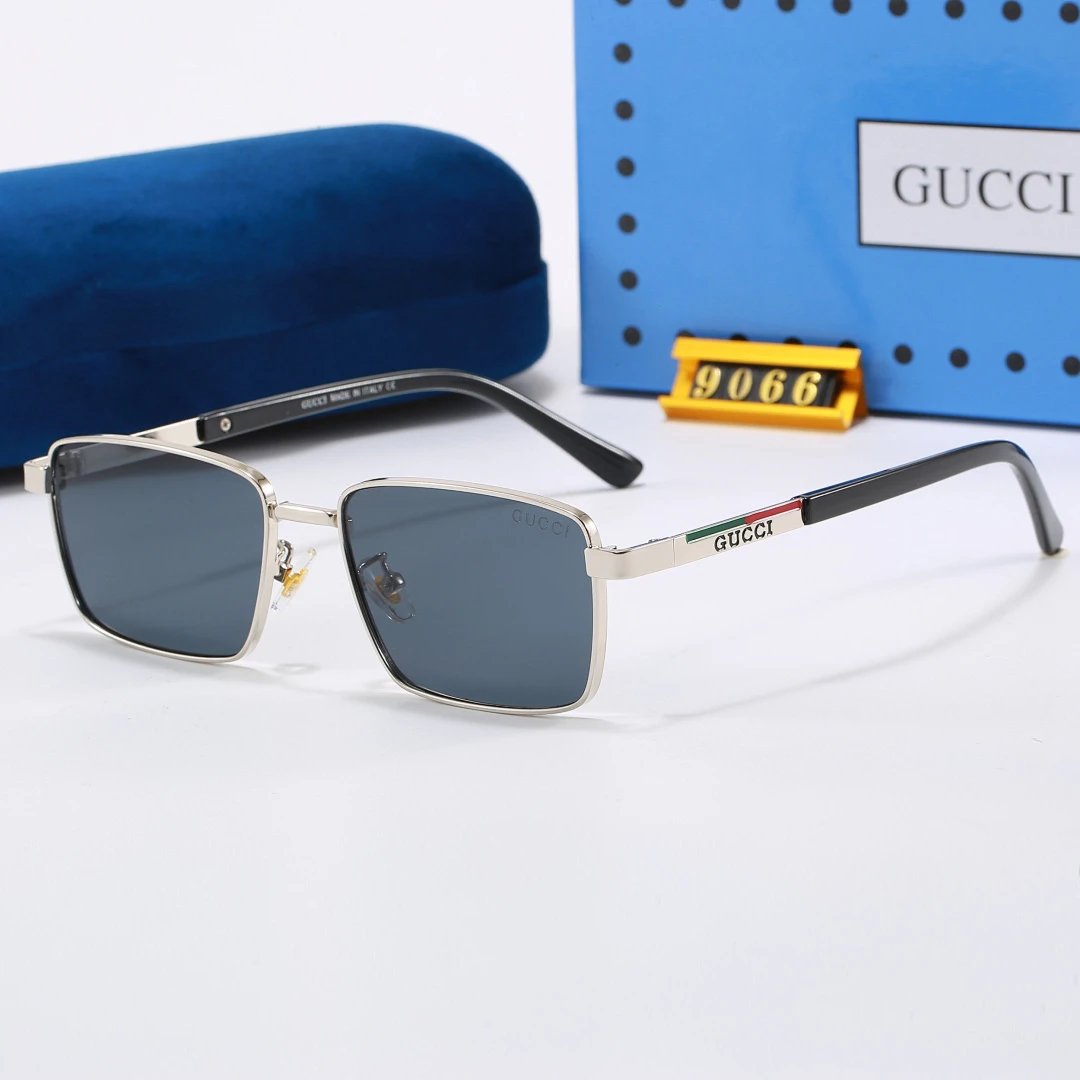 Gucci Blue Tinted Lens Square Sunglasses, Polished Frame Style 13