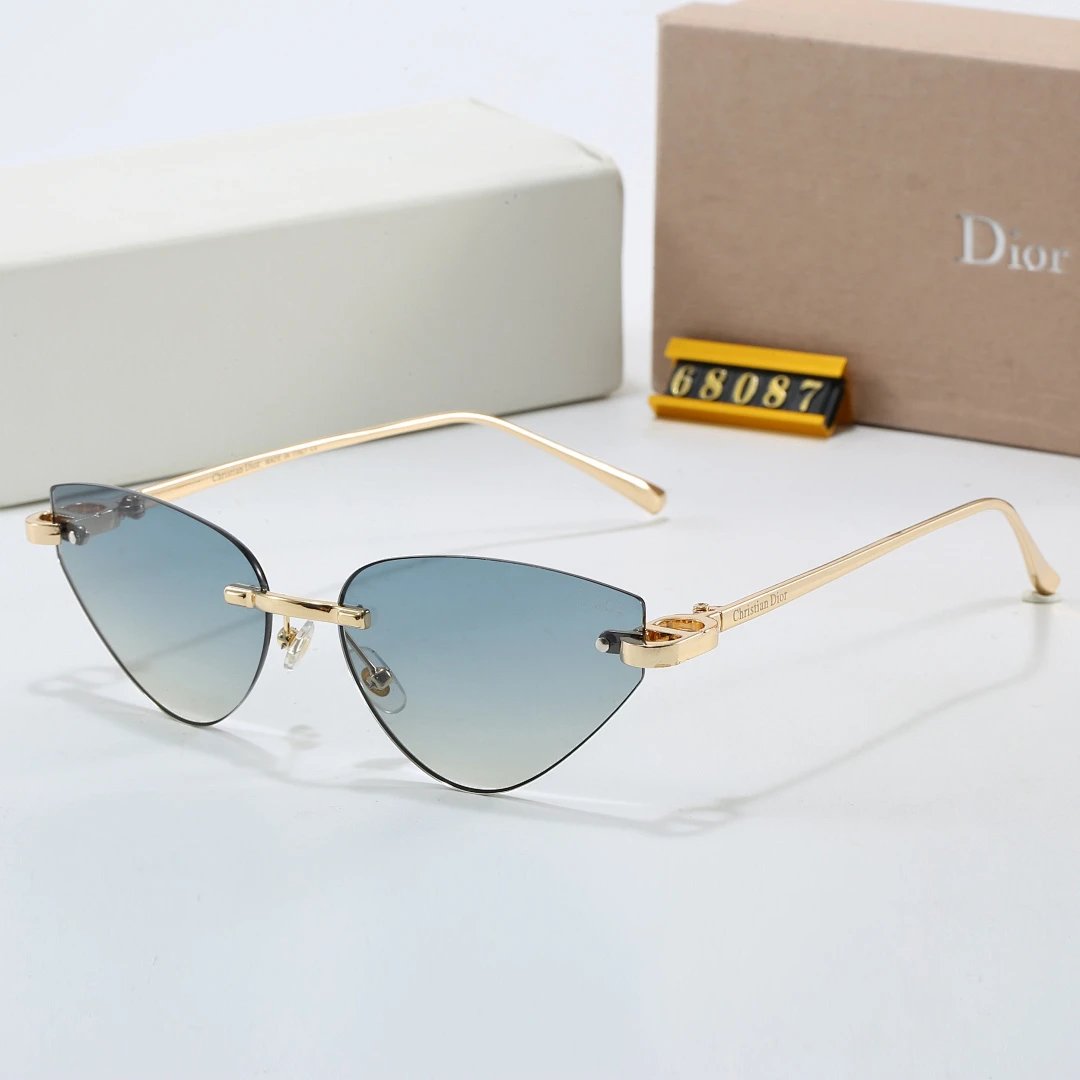 Dior Gold Tinted Lens Square Sunglasses, Metal Frame Style 13