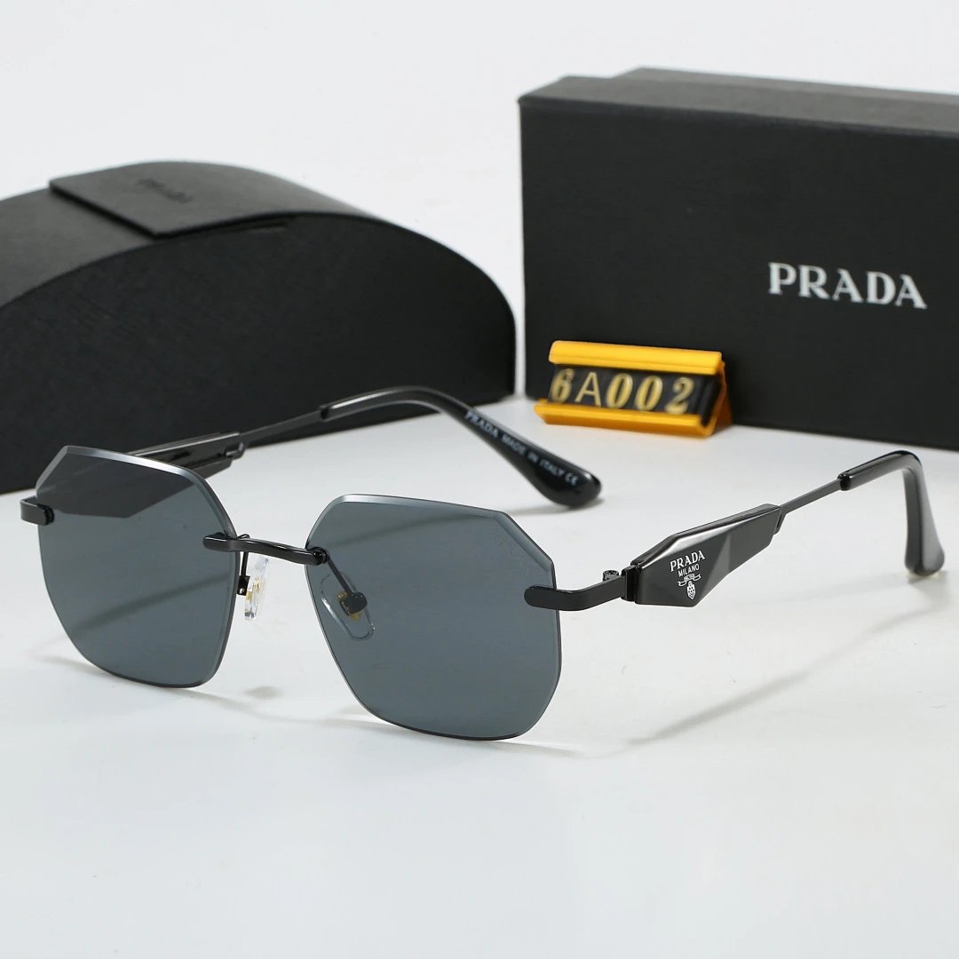 Prada Black Tinted Lens Square Sunglasses, Polished Frame Style 14