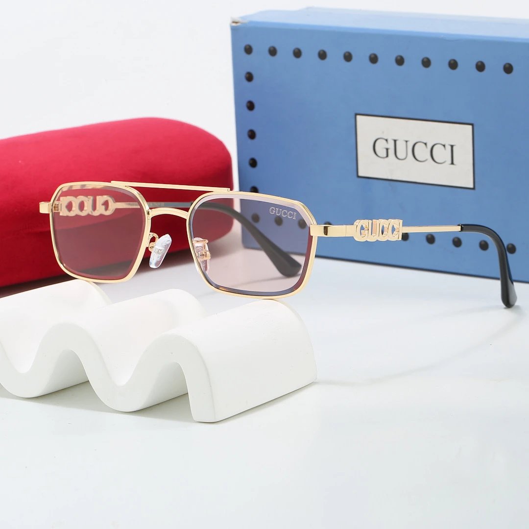 Gucci Tinted Lens Square Sunglasses, Polished Frame Style 22