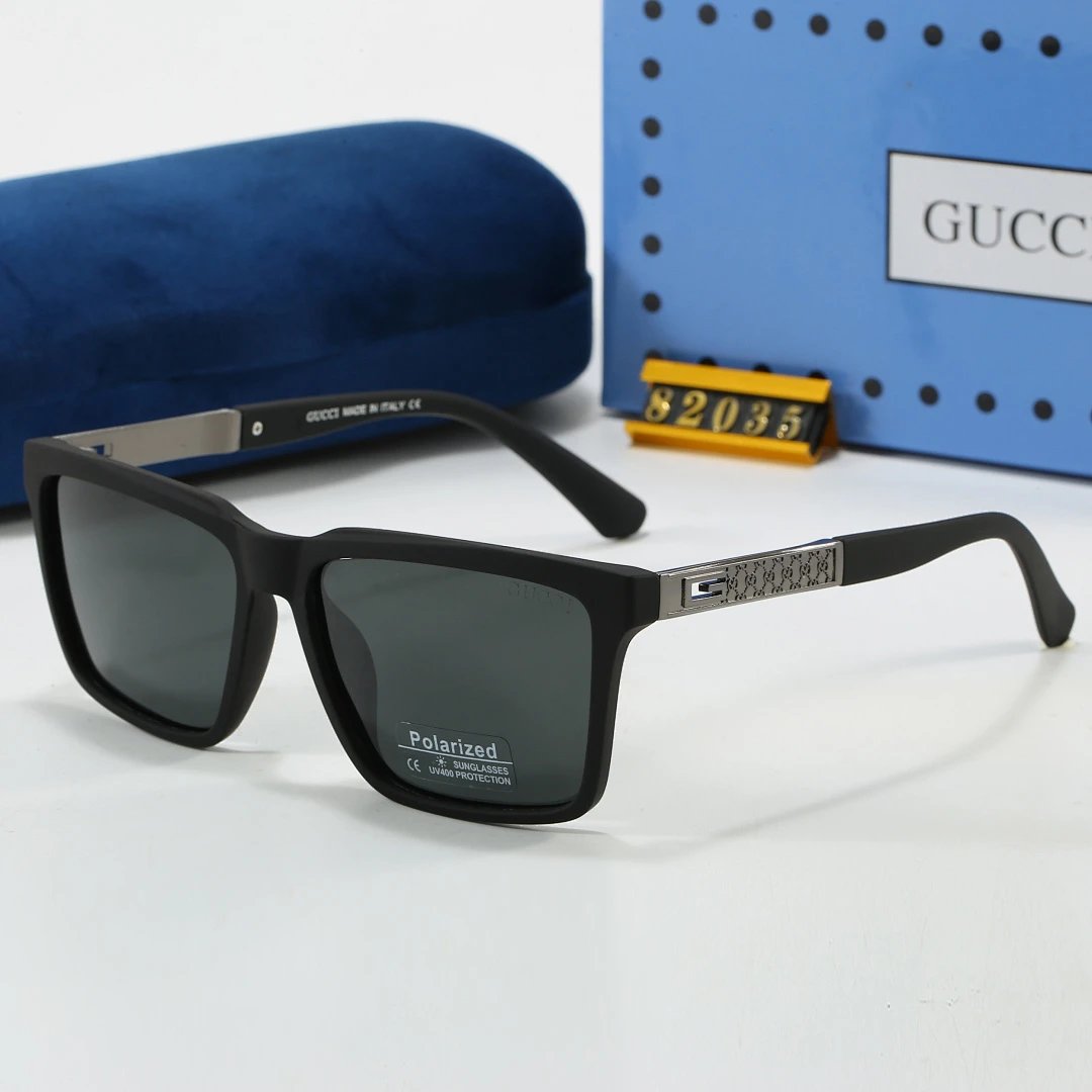 Gucci Blue Tinted Lens Square Sunglasses, Polished Frame Style 34