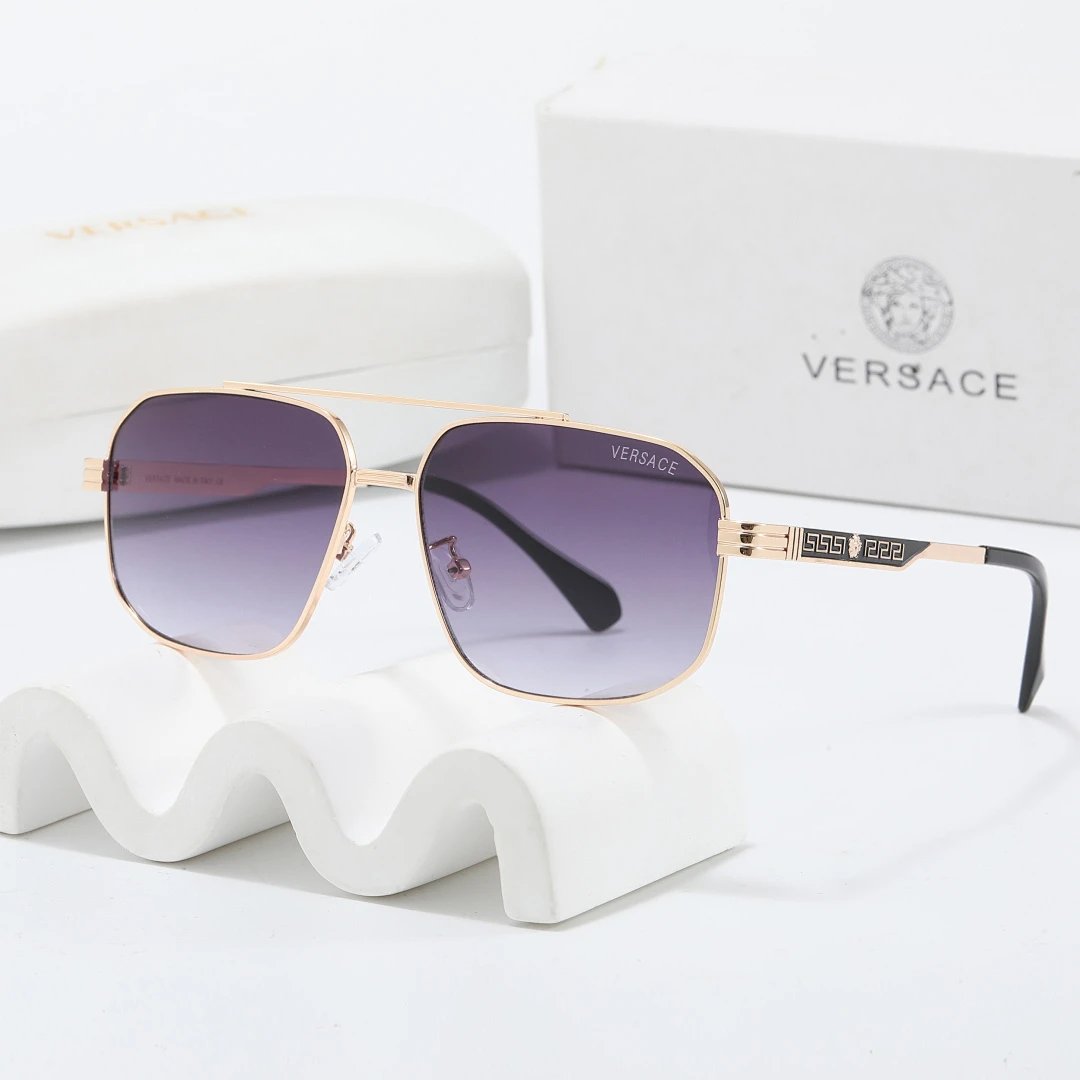 Versace Gray Tinted Lens Square Sunglasses, Polished Frame Style 31
