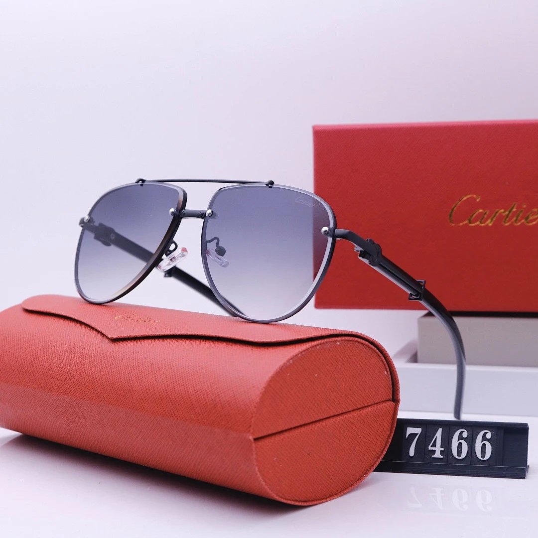 Cartier Red Tinted Lens Geometric Sunglasses, Polished Frame Style 02