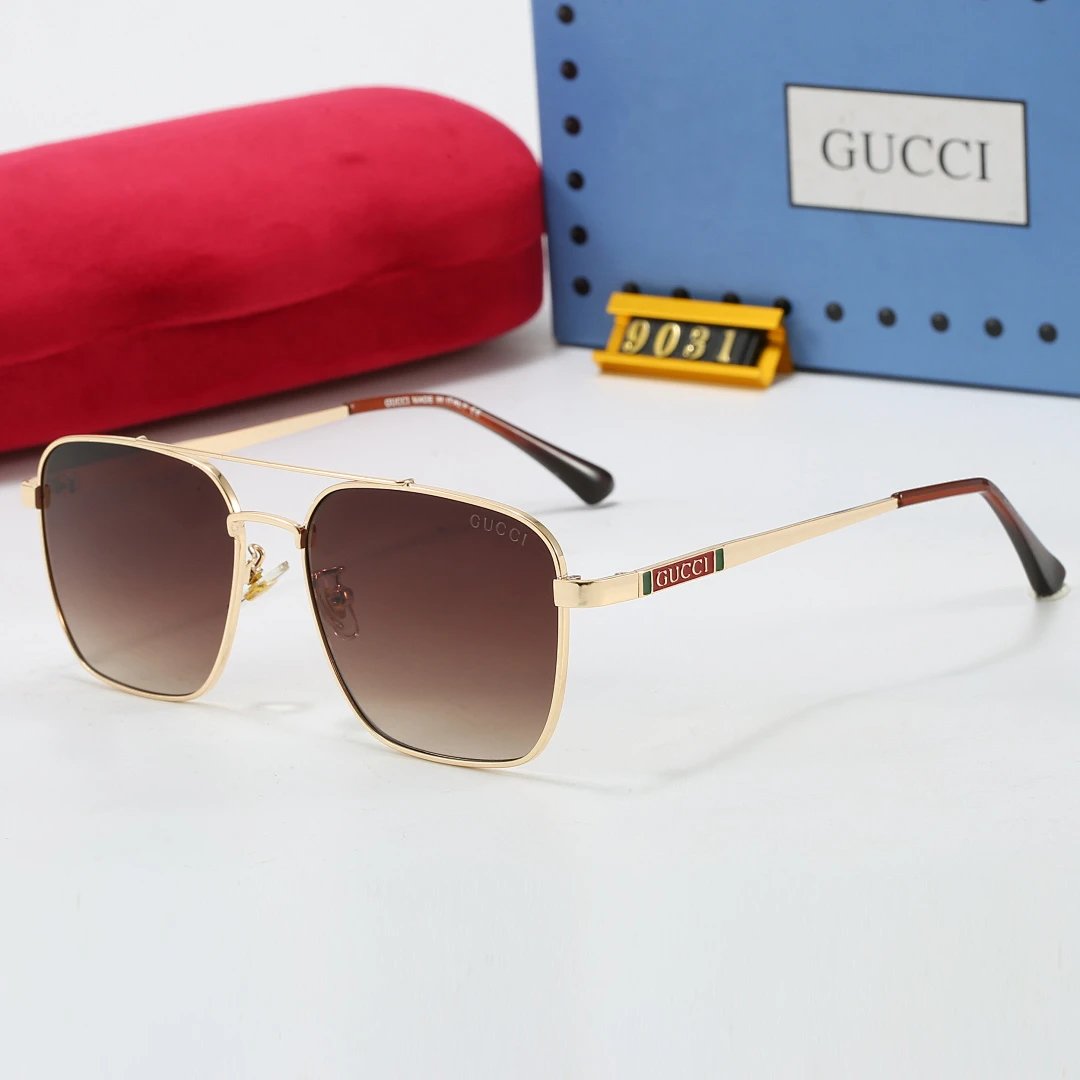 Gucci Brown Tinted Lens Square Sunglasses, Polished Frame Style 09