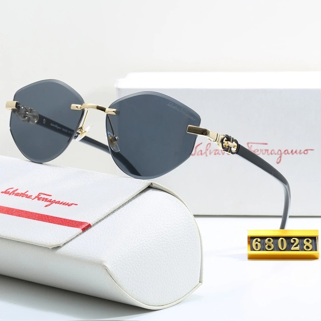 Ferragamo Gray Tinted Lens Square Sunglasses, Polished Frame Style 05