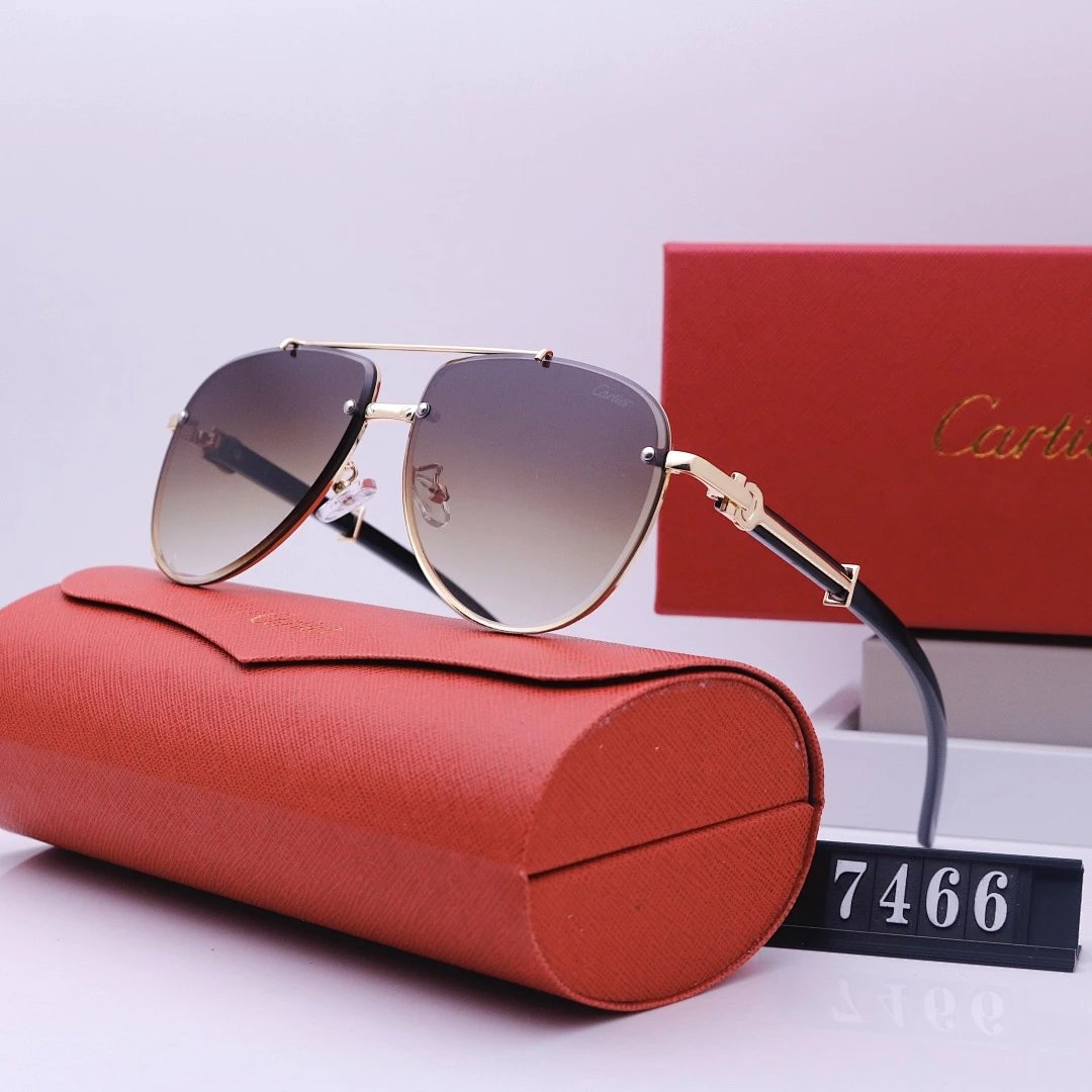 Cartier Red Tinted Lens Geometric Sunglasses, Polished Frame Style 08