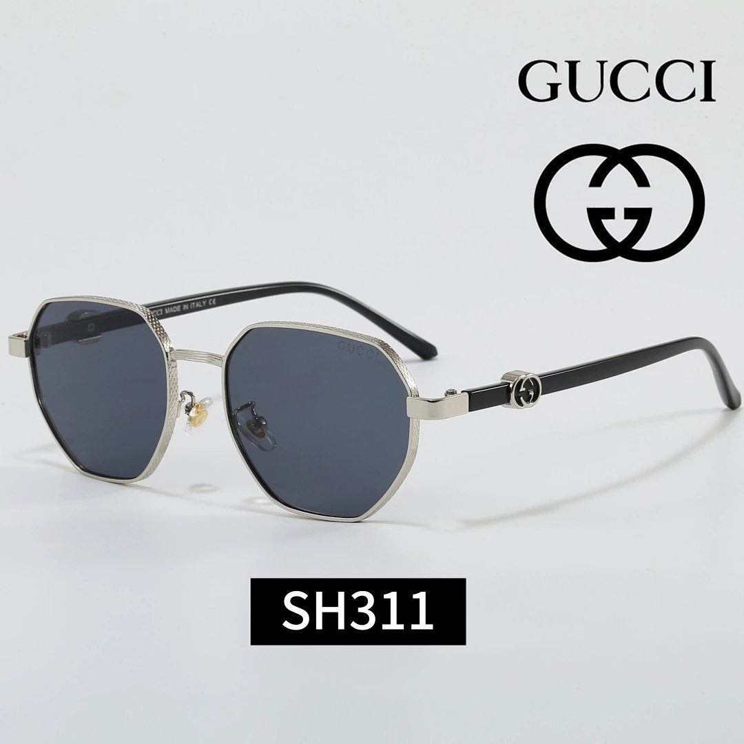Gucci Black Tinted Lens Square Sunglasses, Polished Frame Style 11