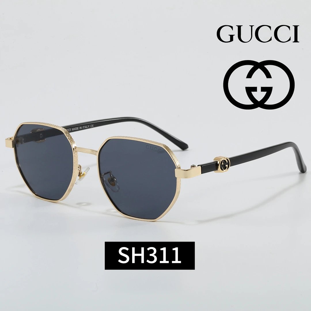 Gucci Black Tinted Lens Square Sunglasses, Polished Frame Style 09