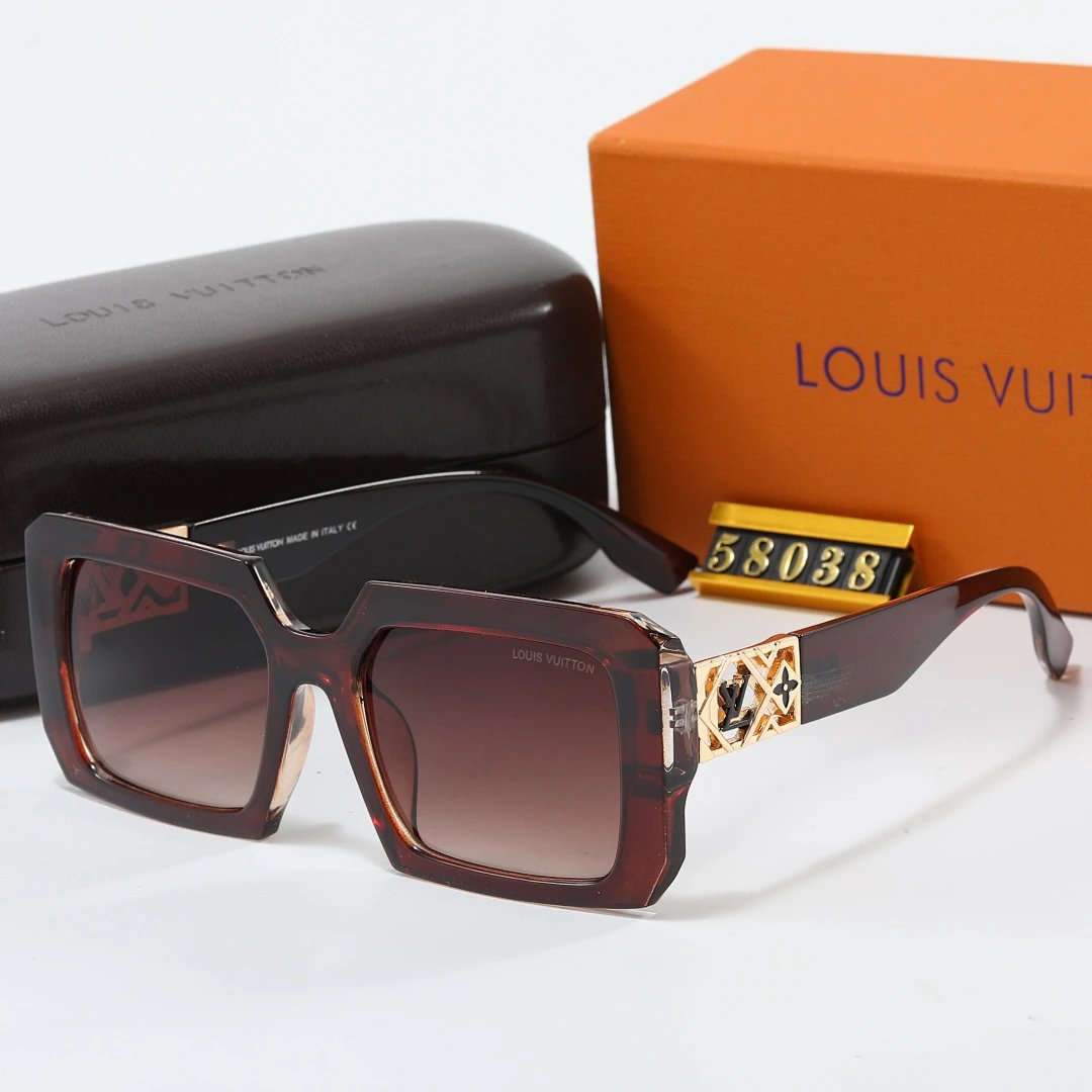 Louis Vuitton Tinted Lens Square Sunglasses, Polished Frame Style 15