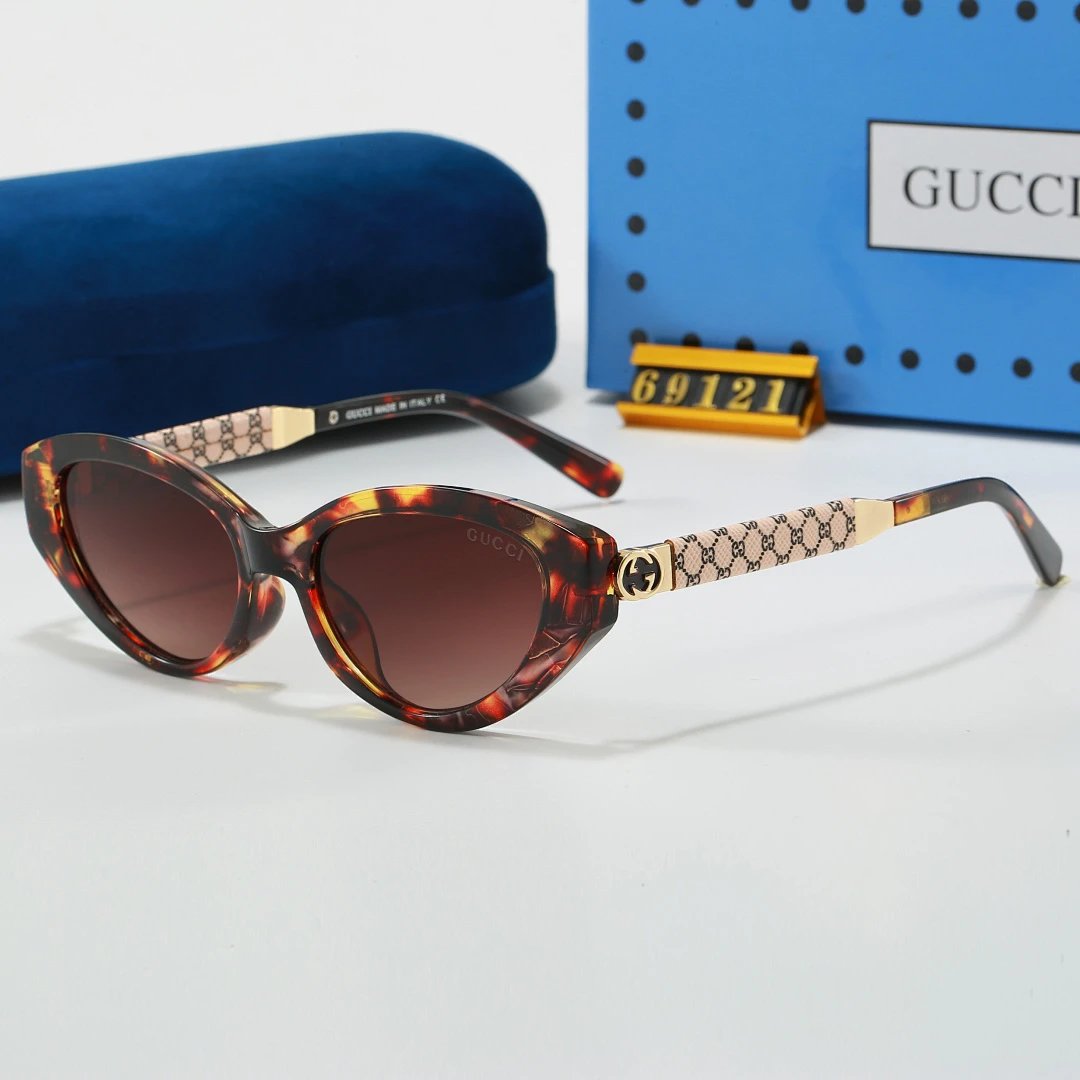 Gucci Blue Tinted Lens Square Sunglasses, Polished Frame Style 27