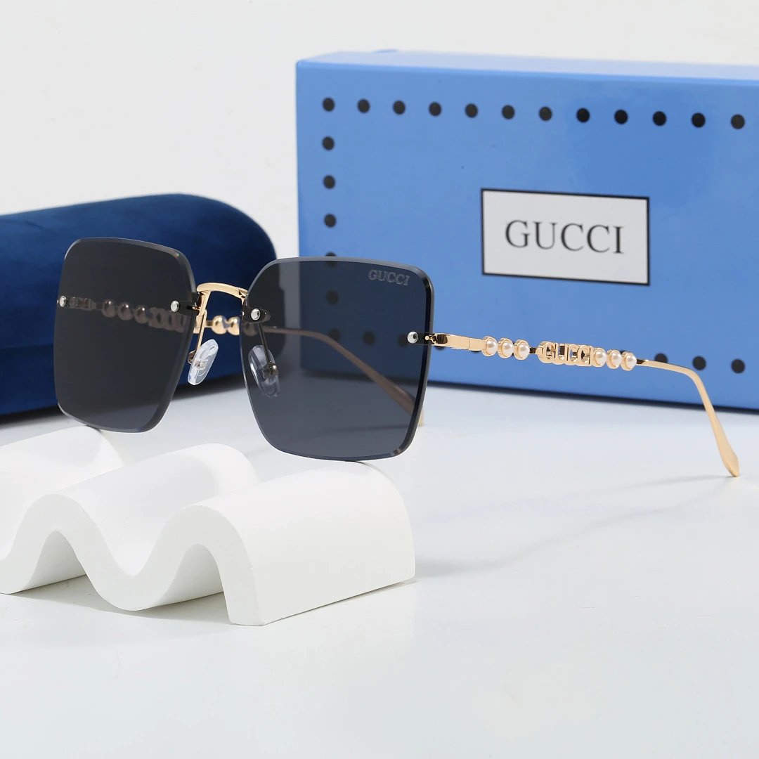Gucci Blue Tinted Lens Square Sunglasses, Polished Frame Style 24