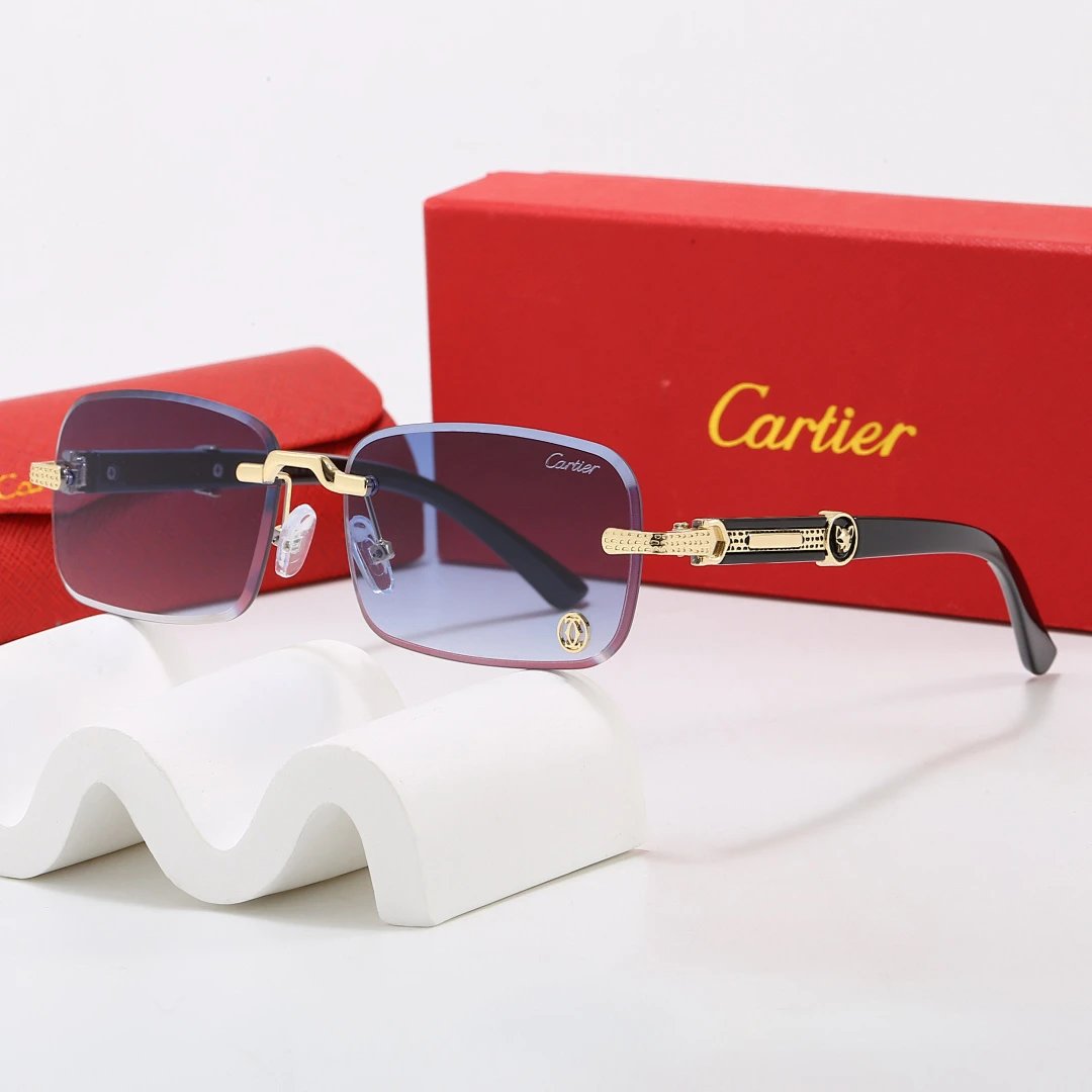Cartier Red Tinted Lens Geometric Sunglasses, Polished Frame Style 06