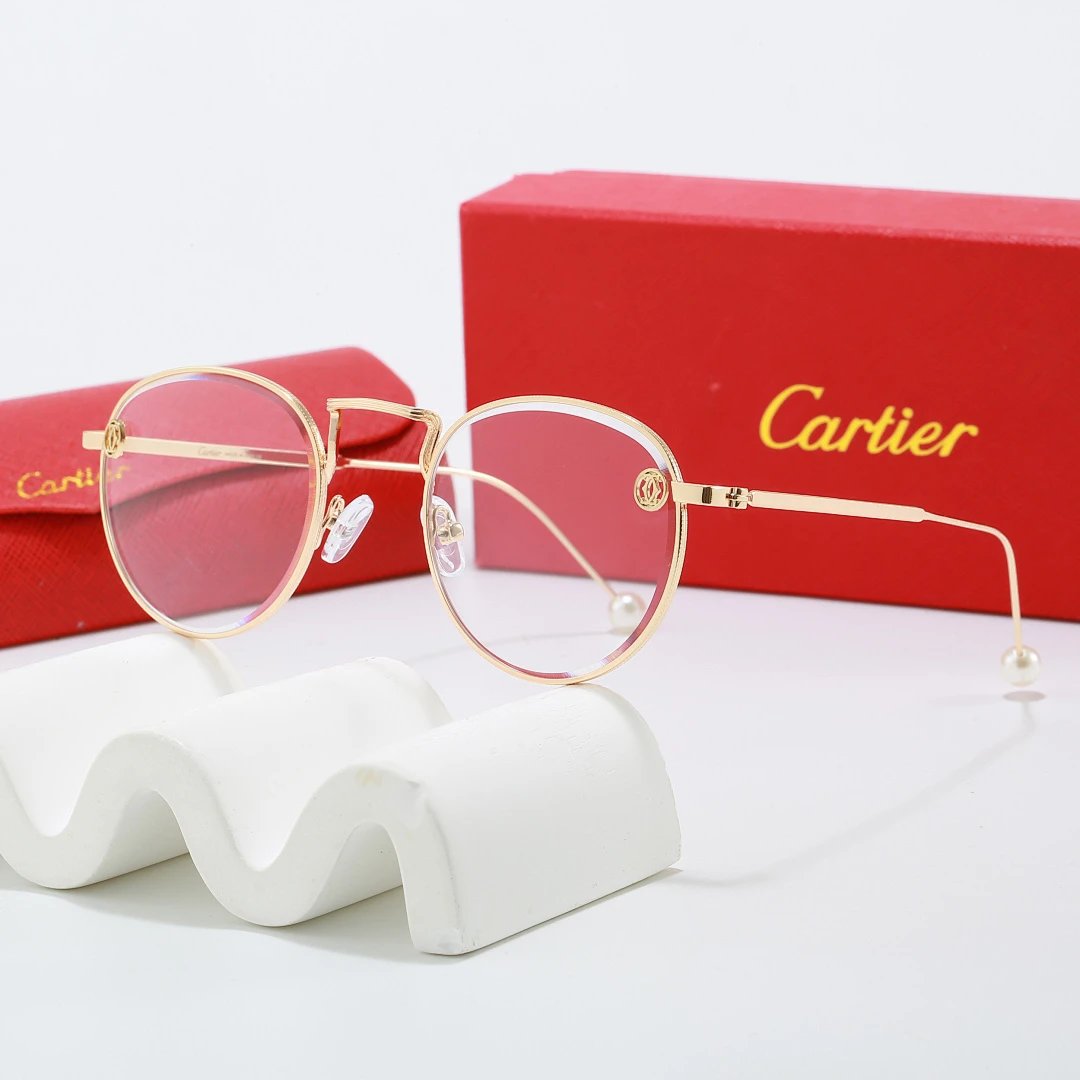 Cartier Red Tinted Lens Geometric Sunglasses, Polished Frame Style 04