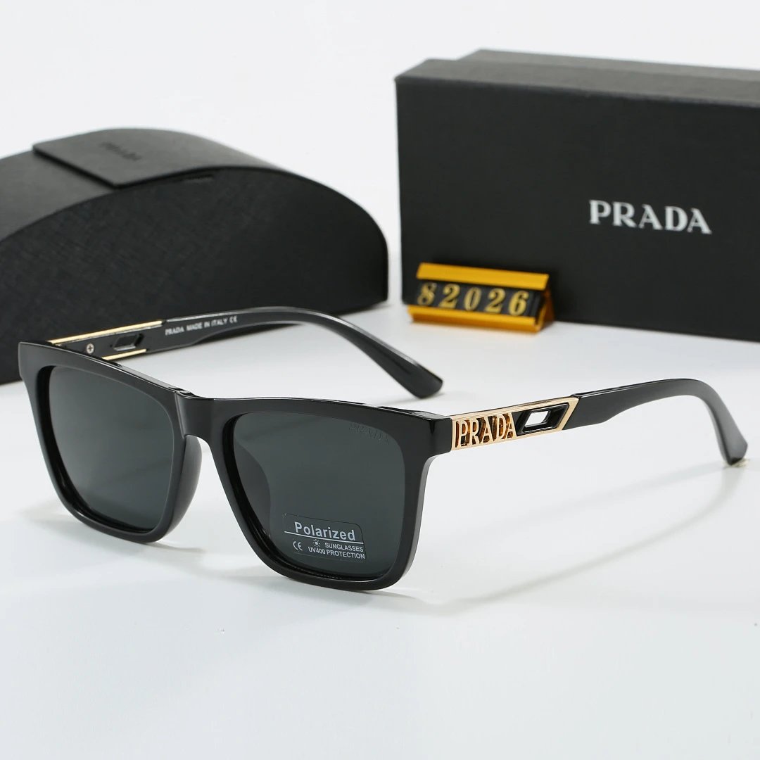 Prada Black Tinted Lens Square Sunglasses, Polished Frame Style 28