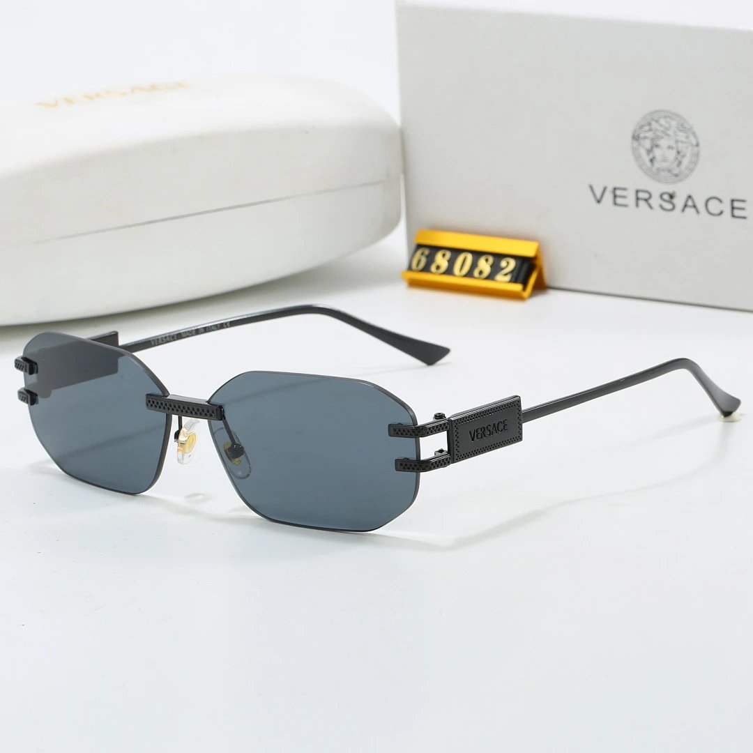 Versace Gray Tinted Lens Square Sunglasses, Polished Frame Style 10
