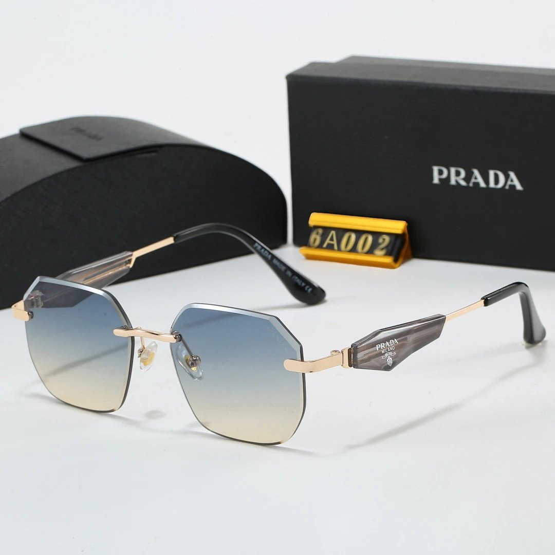 Prada Black Tinted Lens Square Sunglasses, Polished Frame Style 12