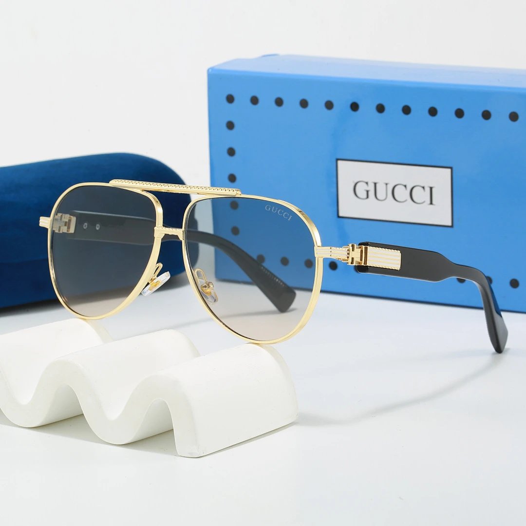 Gucci Blue Tinted Lens Square Sunglasses, Polished Frame Style 06