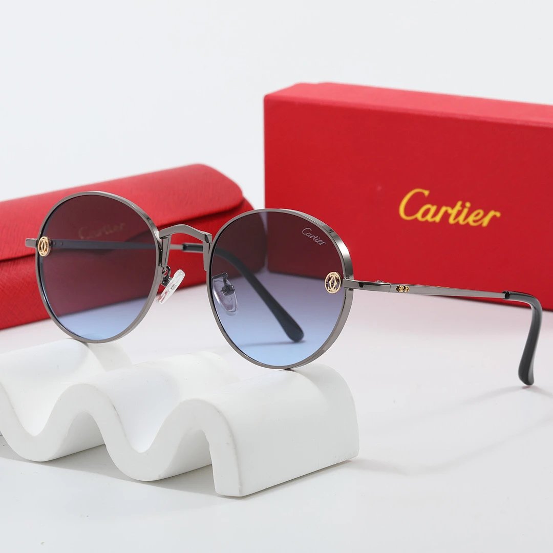 Cartier Red Tinted Lens Geometric Sunglasses, Polished Frame Style 02