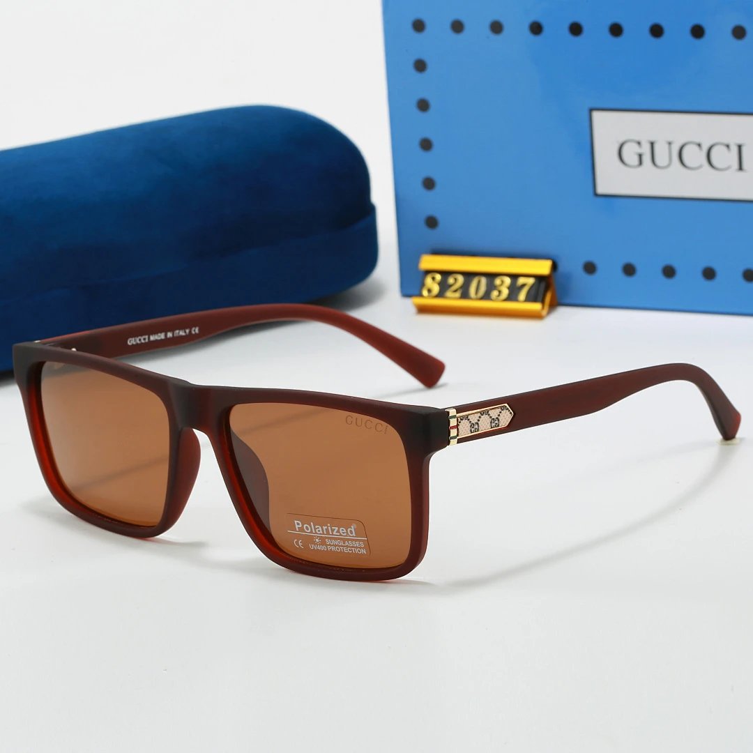 Gucci Blue Tinted Lens Square Sunglasses, Polished Frame Style 32