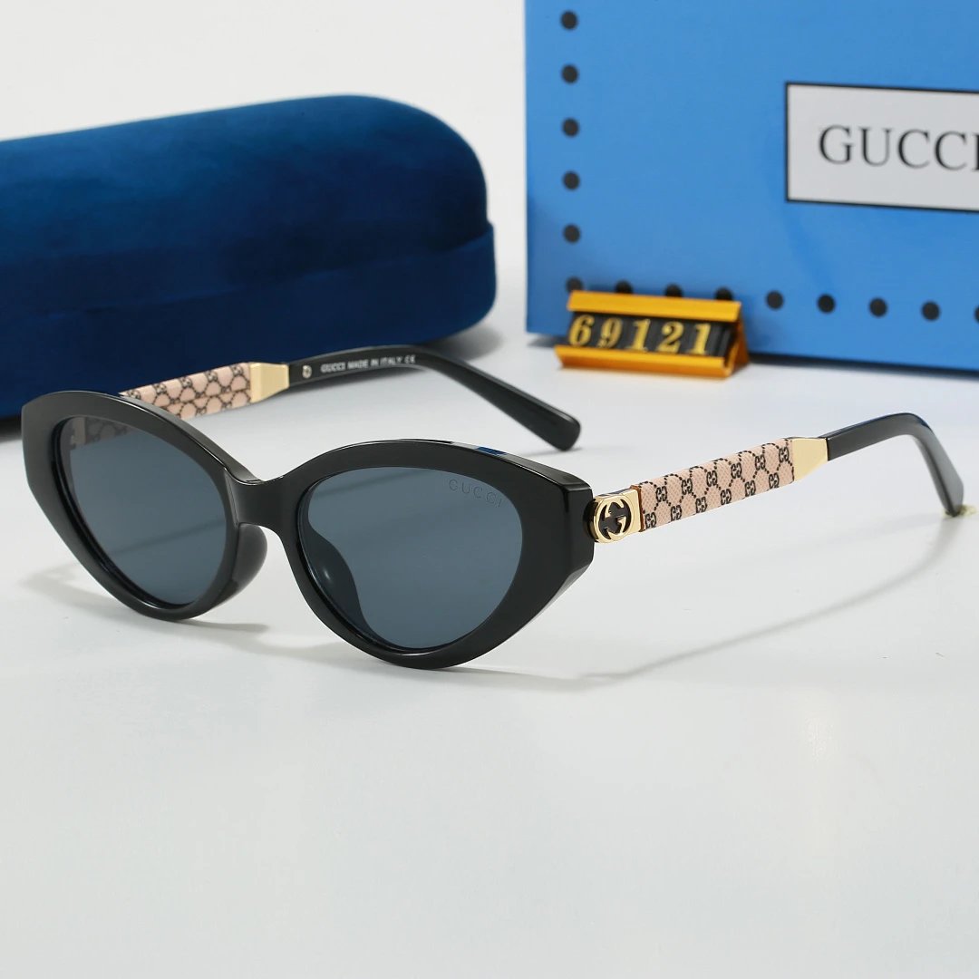 Gucci Blue Tinted Lens Square Sunglasses, Polished Frame Style 24