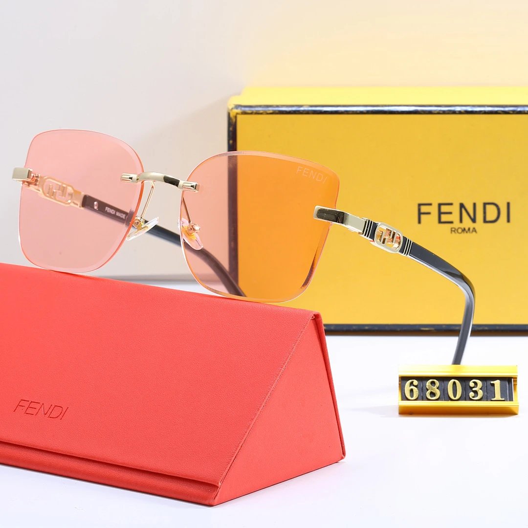 Fendi Brown Tinted Lens Square Sunglasses, Polished Frame Style 06