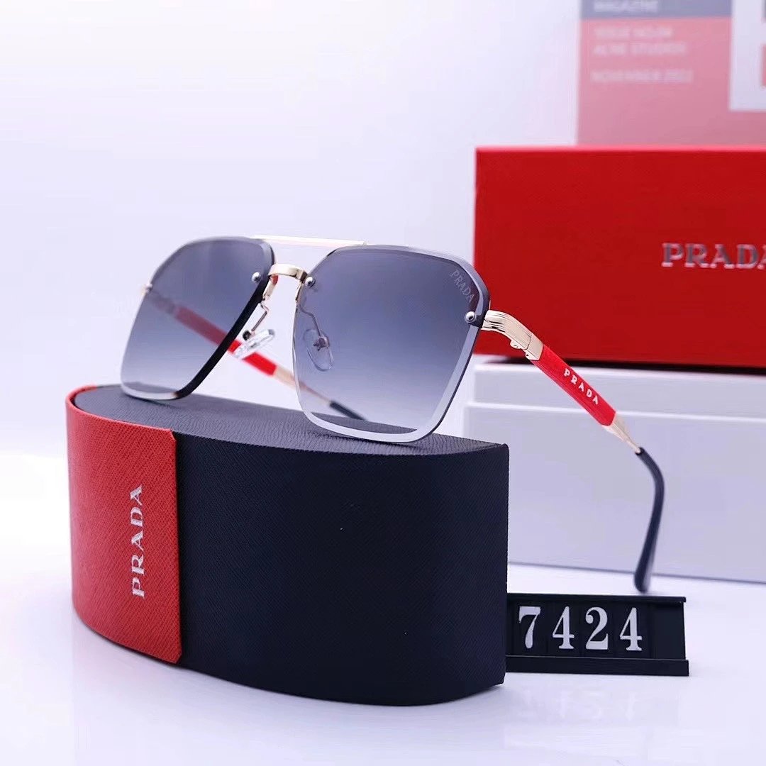 Prada Black Tinted Lens Square Sunglasses, Polished Frame Style 01