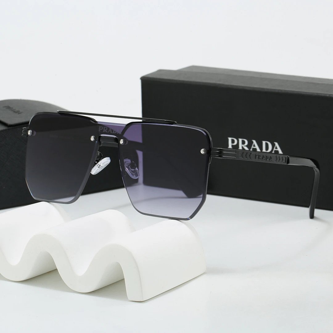Prada Black Tinted Lens Square Sunglasses, Polished Frame Style 19