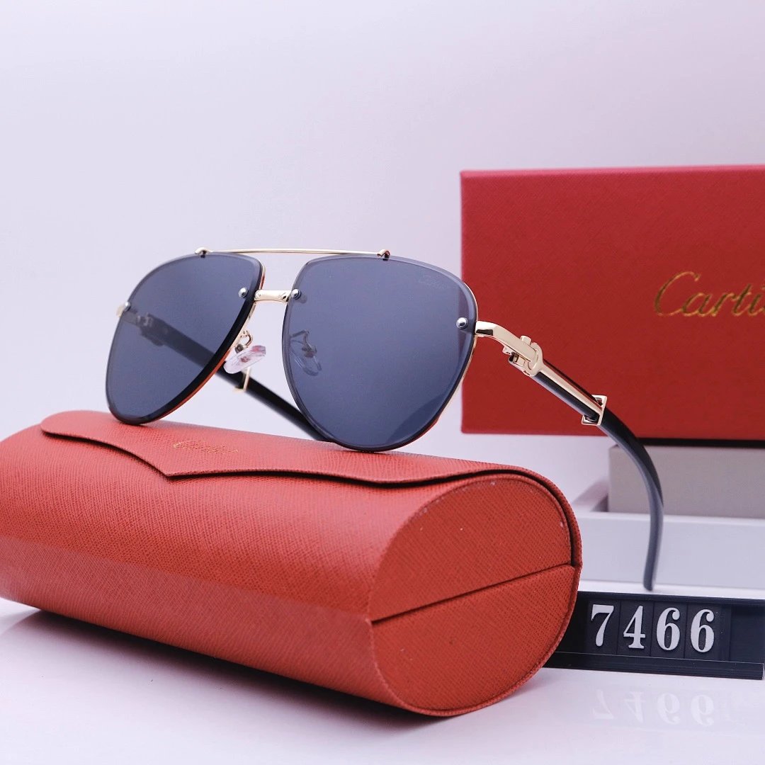 Cartier Red Tinted Lens Geometric Sunglasses, Polished Frame Style 03