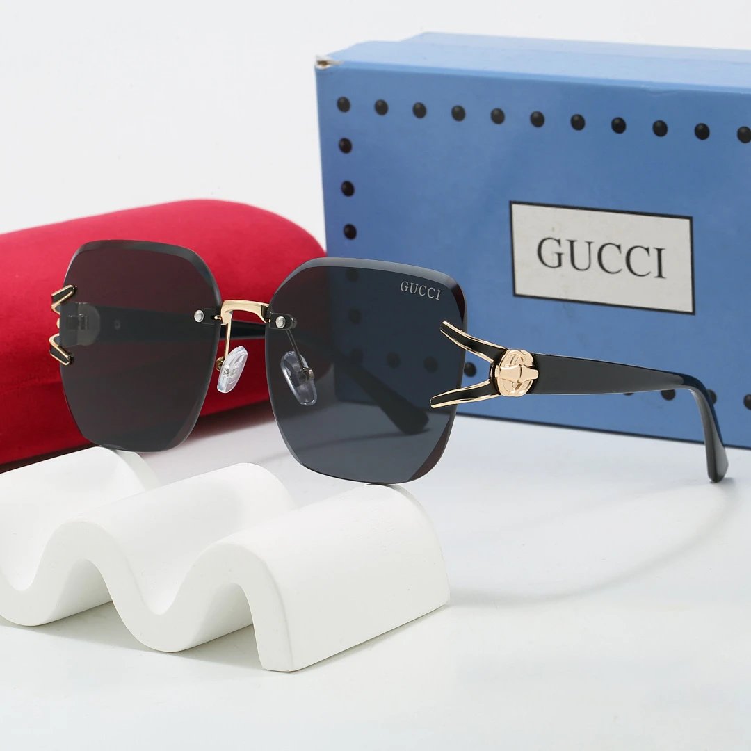 Gucci Tinted Lens Square Sunglasses, Polished Frame Style 14