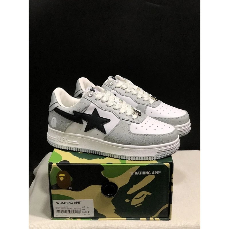 BAPE STA Low Top Sneakers low-top White Grey - Style 12