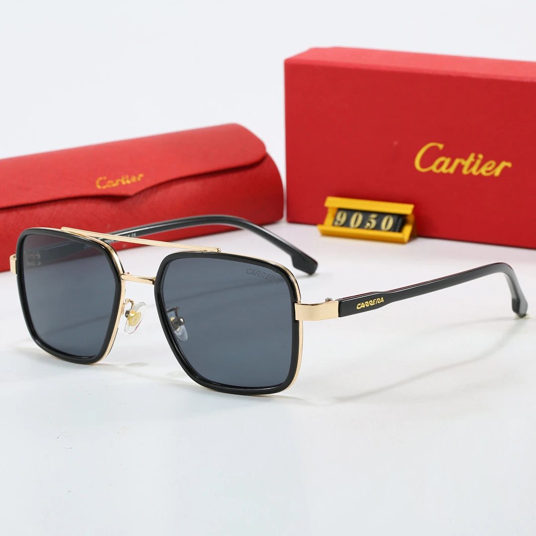 Cartier Red Tinted Lens Geometric Sunglasses, Polished Frame Style 07