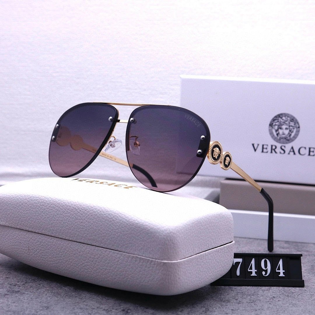 Versace Gray Tinted Lens Square Sunglasses, Polished Frame Style 24
