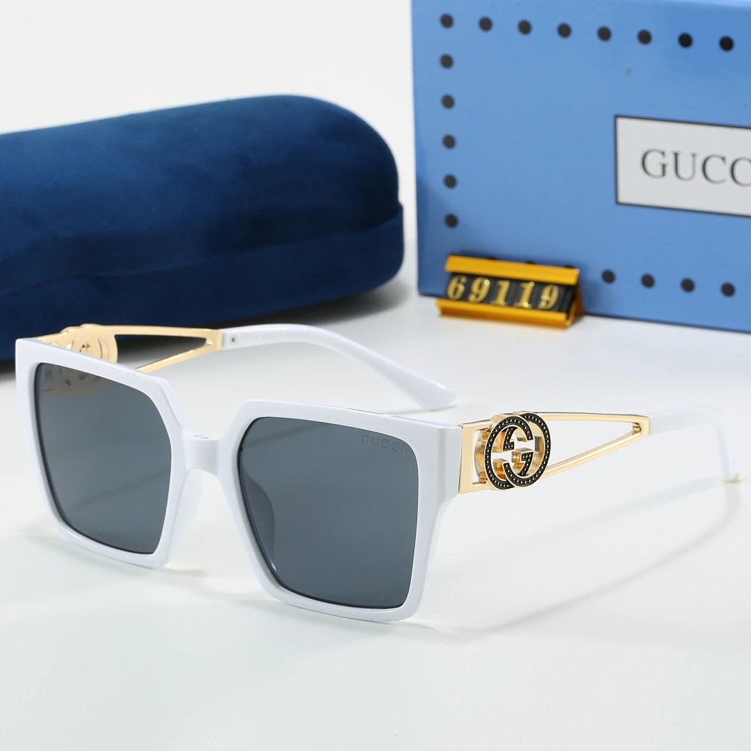 Gucci Blue Tinted Lens Square Sunglasses, Polished Frame Style 29