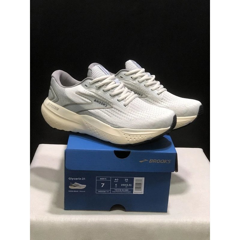 Brooks Glycerin 21 Running Shoes Grey White - Style 18