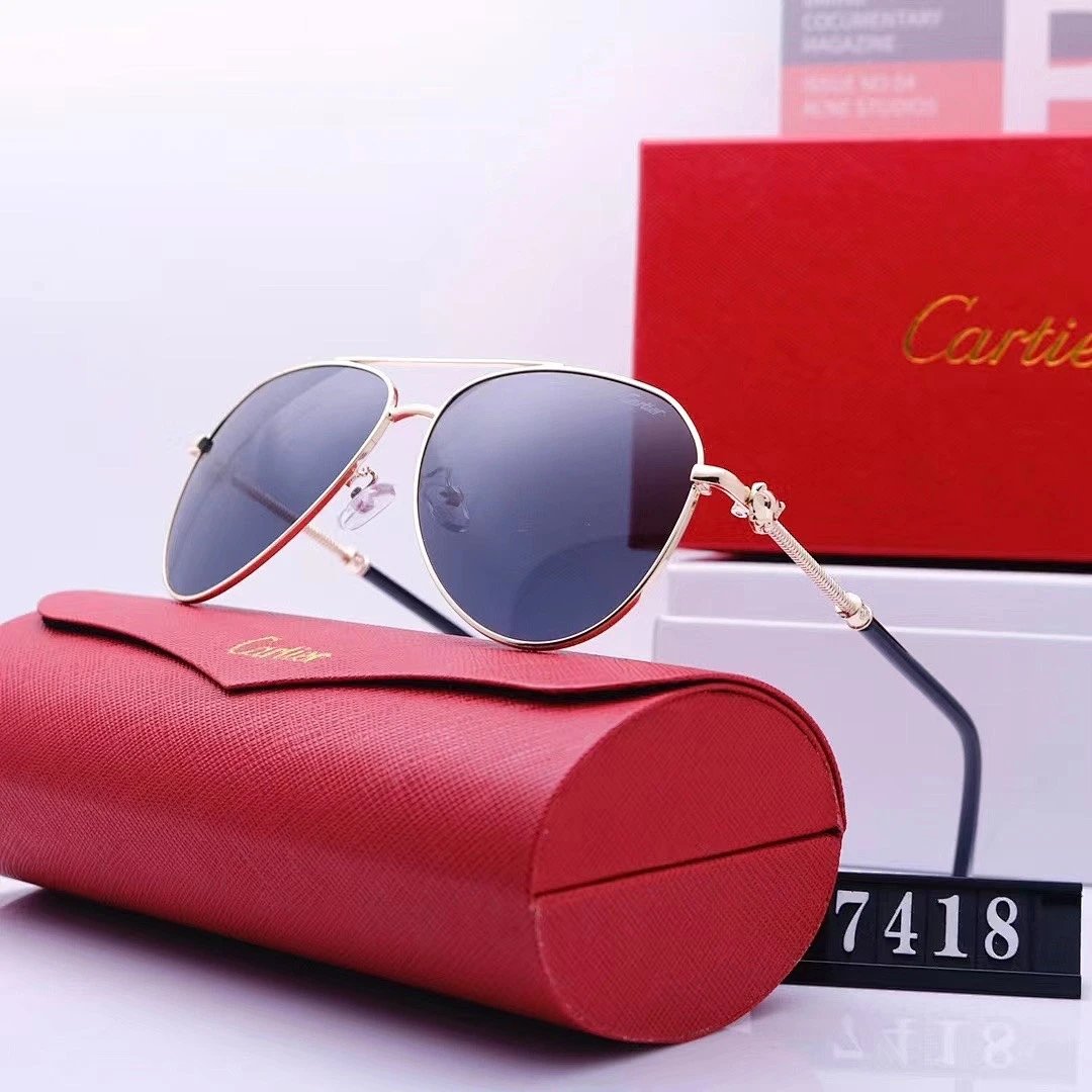 Cartier Red Tinted Lens Geometric Sunglasses, Polished Frame Style 08