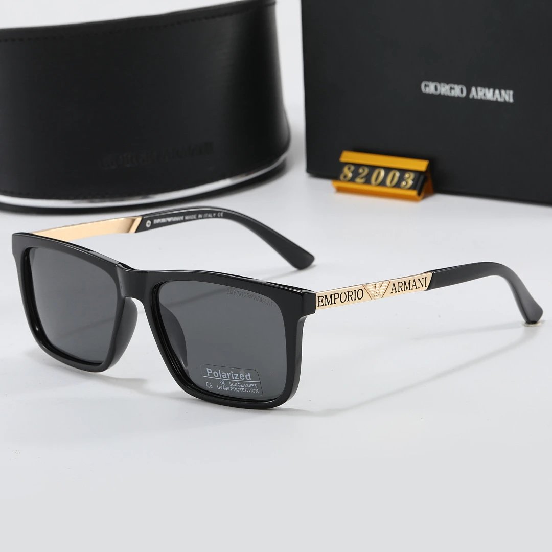Armani Black Tinted Lens Square Sunglasses, Polished Frame Style 01