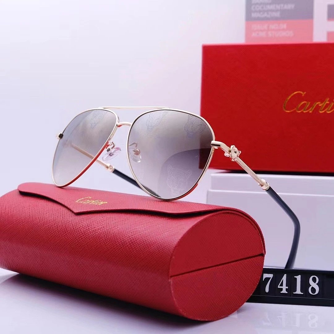 Cartier Red Tinted Lens Geometric Sunglasses, Polished Frame Style 07