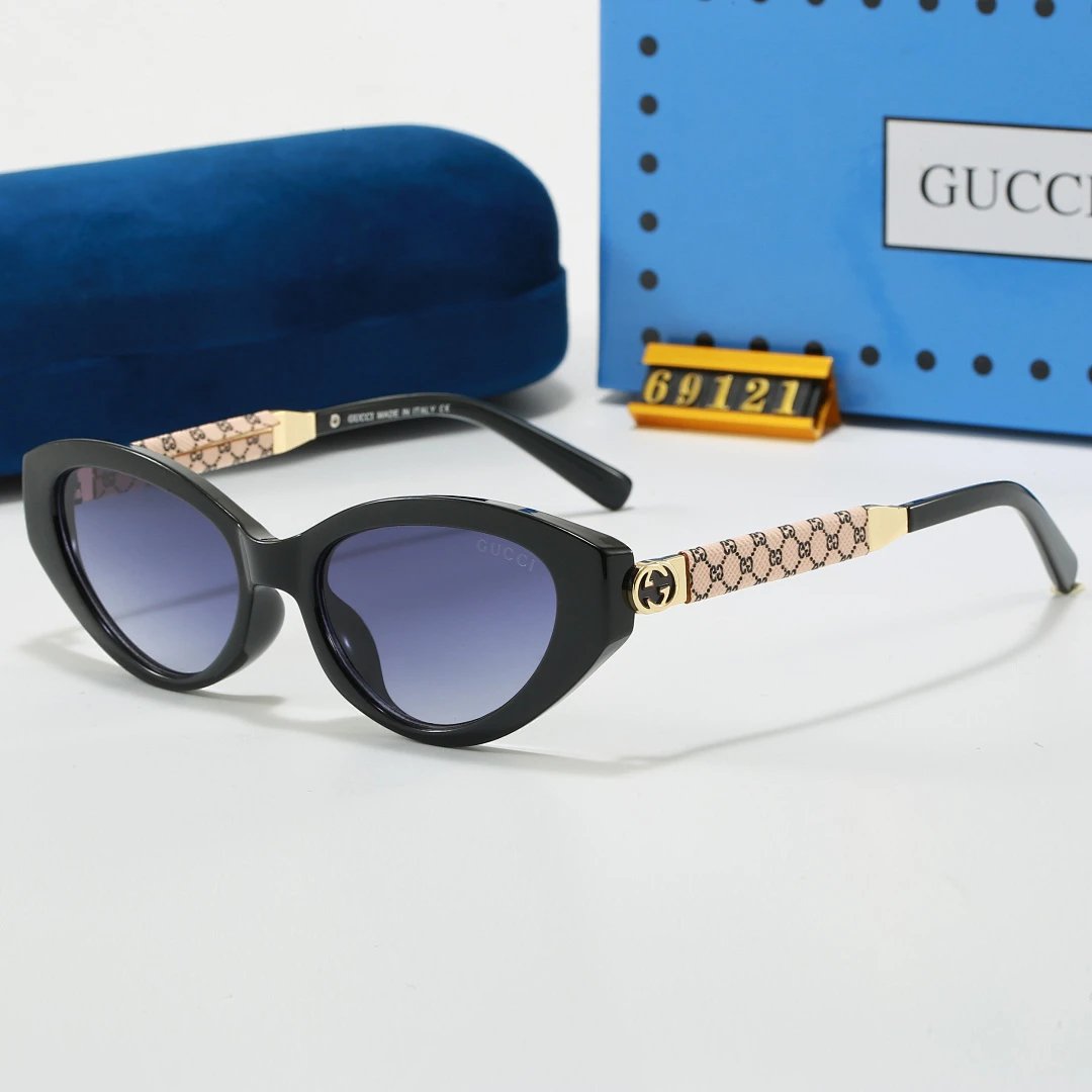 Gucci Blue Tinted Lens Square Sunglasses, Polished Frame Style 22