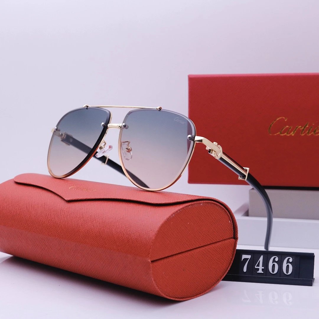 Cartier Red Tinted Lens Geometric Sunglasses, Polished Frame Style 04
