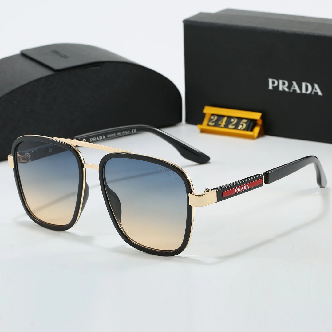Prada Black Tinted Lens Square Sunglasses, Polished Frame Style 07