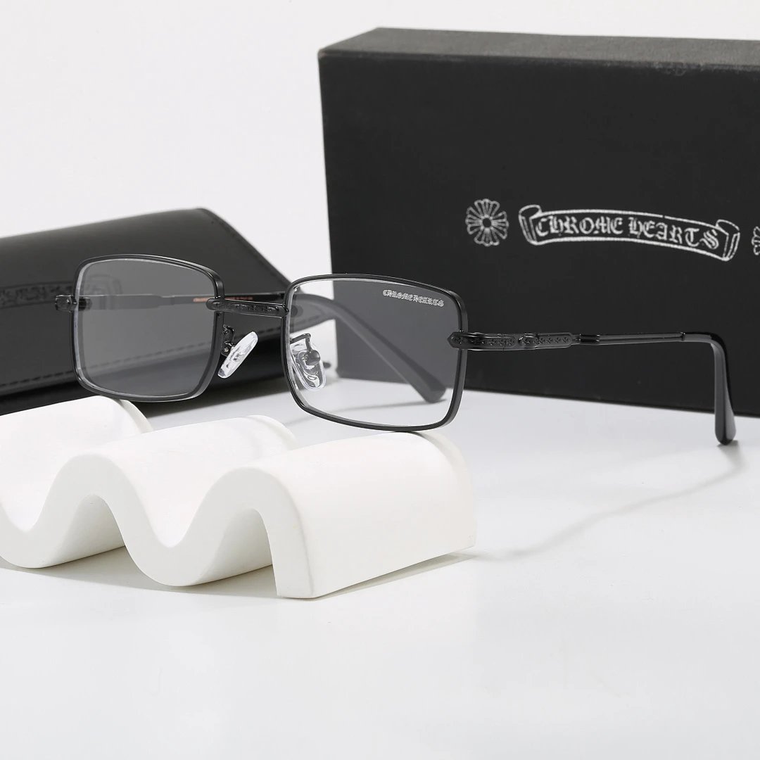 Chrome Hearts Black Tinted Lens Square Sunglasses, Polished Frame Style 07